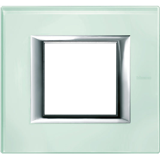 Bticino Axolute 2P Vetro Kristall HA4802VKA, rectangular glass plate for electrical switches, dimensions 95mm x 104mm.
