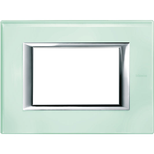 Bticino Axolute rectangular glass frame HA4803VKA, 3-module, 95mm x 127mm, Kristall glass finish.