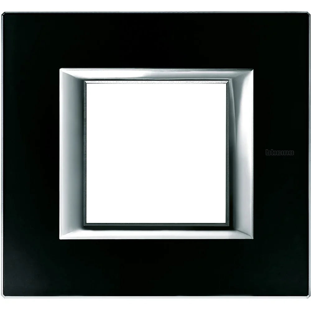 BTicino Axolute Placca 2P Vetro Nero Notte HA4802VNN - Design Elegante e Resistente, Facile Installazione