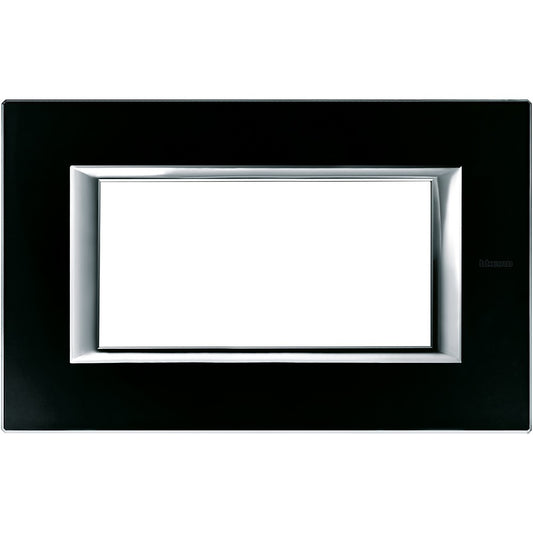 BTicino Axolute 4-module black glass frame HA4804VNN, elegant design for user-friendly installation.