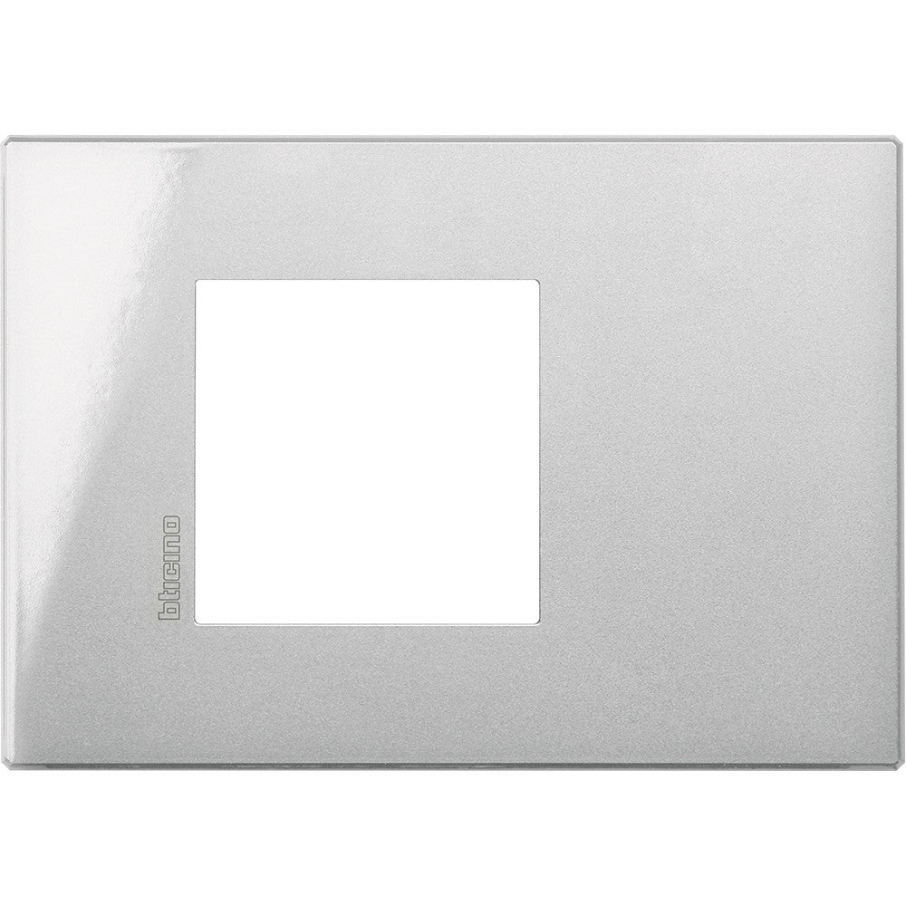 Bticino Axolute Air metal frame for 2 modules, height 86mm, width 122mm, sleek design in Tech finish.