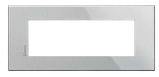 Bticino Axolute Air Tech HW4806HC metal frame for 6 modules, sleek design, dimensions 86mm x 191mm.