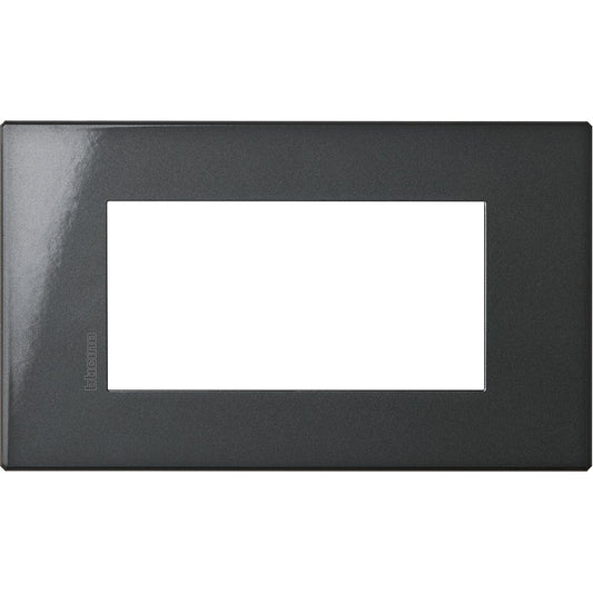 Bticino Axolute Air Antracite 4-module plate, metal design, dimensions 86mm x 144mm, sleek and modern.