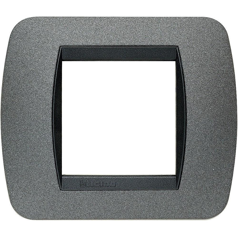 Placca 2 Posti Grafite BTicino Living International L4802GF - Design Elegante, Alta Durabilità