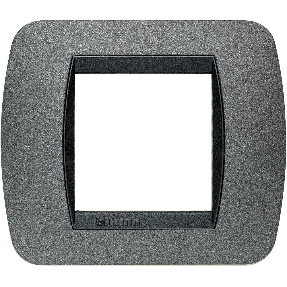 Bticino Living Int. - Grafite 2 Module Metal Frame L4802GF for switch or socket installation.