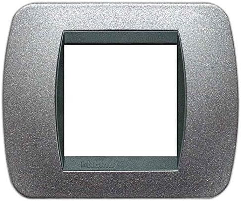 Bticino living Int. Placca 2 posti grafite titanio L4802GFT - metallo, design moderno per interruttori.