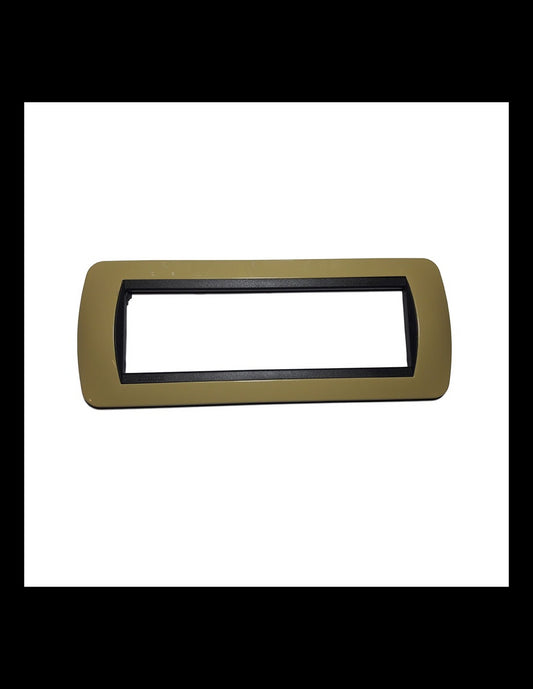 Living Int. Placca 7 posti giallo scooter L4807GT - metallo, 7 moduli, 80mm x 206mm, serie Livinglight, marchio BTicino.