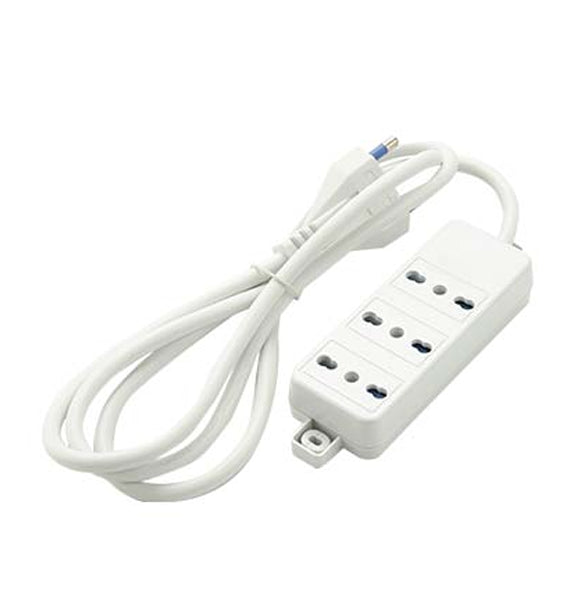 Multipresa 3P Bivalenti 16A+T Bianca con cavo, ideale per utenti che necessitano di più prese di corrente.