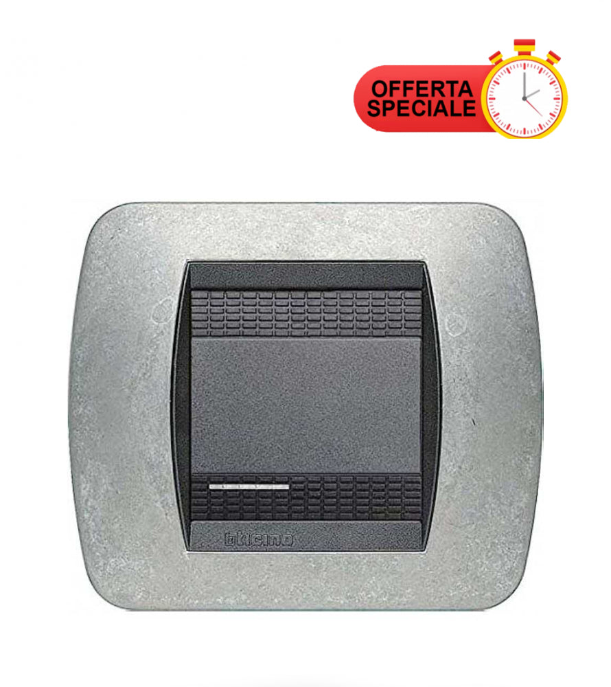 Bticino Living Placca 2 Moduli NATIVE X in metallo, dimensioni 80mm x 93mm, con offerta speciale.