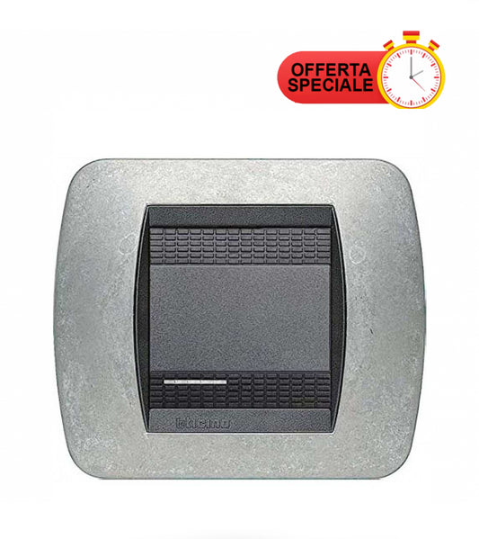 Bticino Living Placca 2 Moduli NATIVE X in metallo, dimensioni 80mm x 93mm, con offerta speciale.