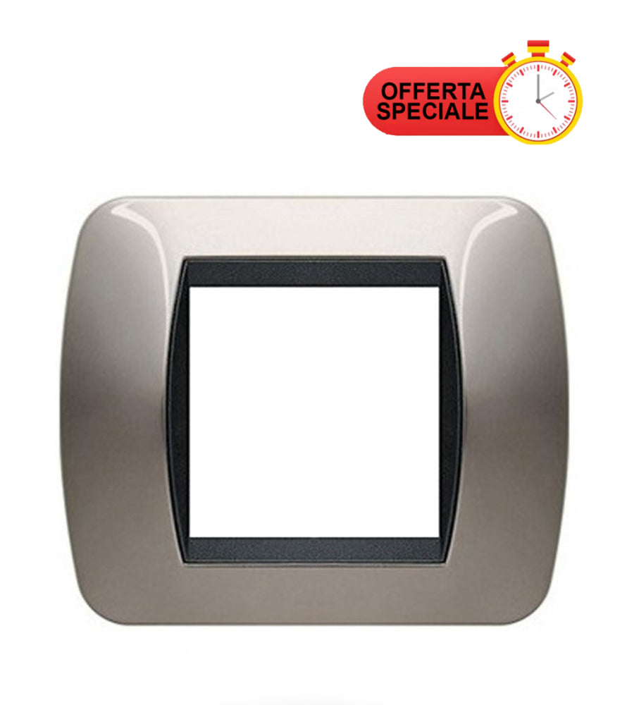 Bticino living Placca 2 moduli in Nichel Nero, design elegante in metallo per interni. Offerta speciale disponibile.