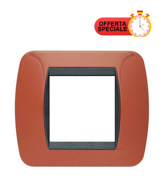 Bticino Living Int. Placca 2 posti terracotta L4802TR, moduli 2, serie Livinglight, offerta speciale