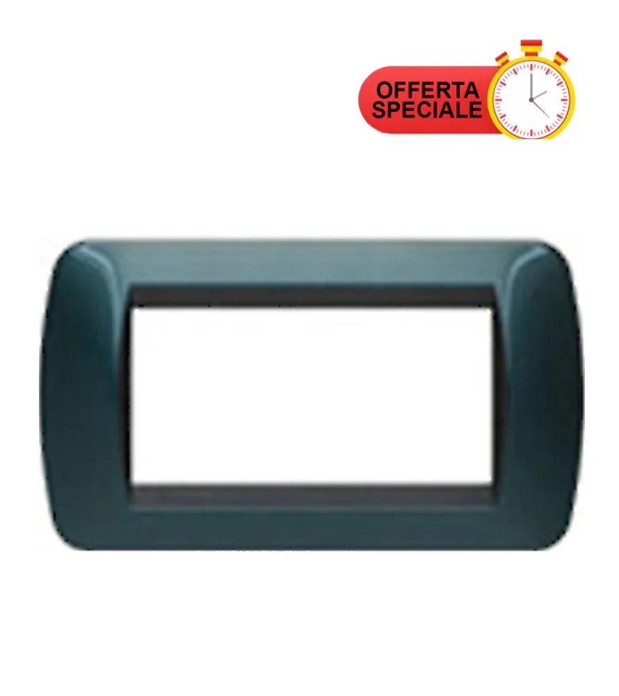 Placca 4 Posti Blu BTicino Living International L4804BT - Design Elegante e Funzionale, Facile da Installare