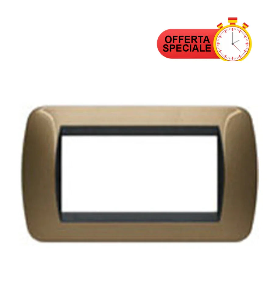 Placchetta 4 Posti Ocre Metallico BTicino L4804OT – Design Elegante, Facile Installazione, Compatibile