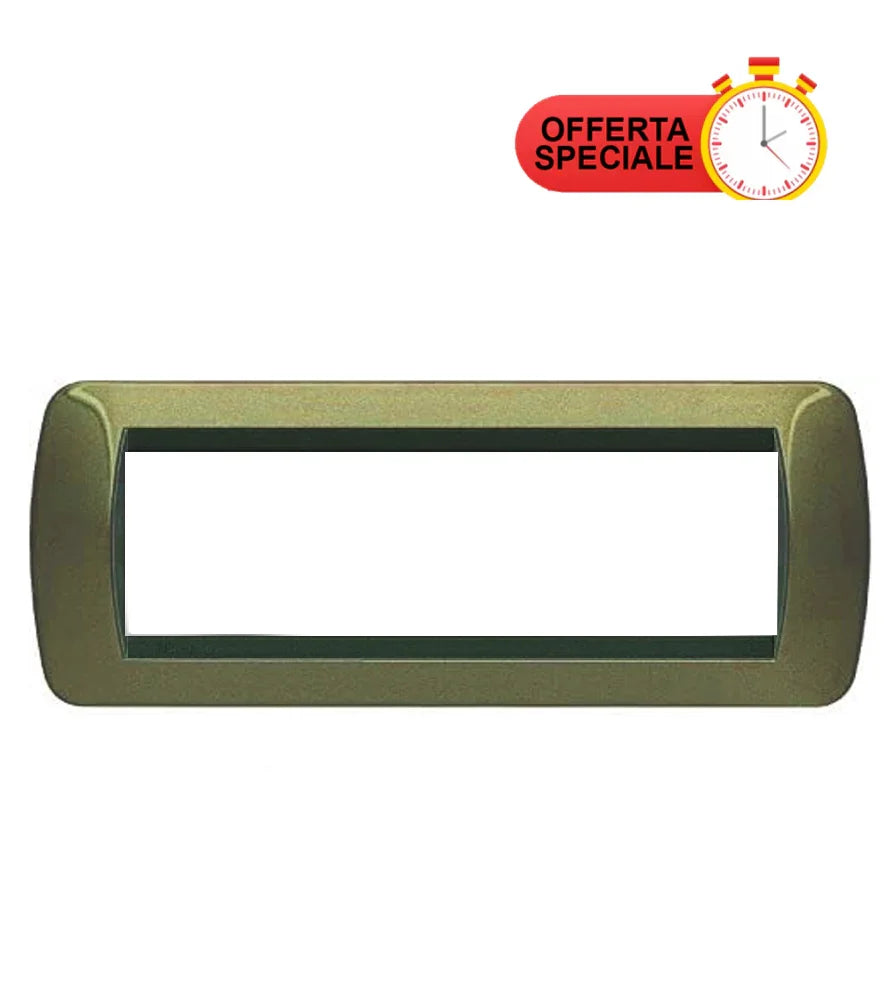 Placca 7 Posti Ocrà Metallico BTicino L4807OT – Design Elegante, Facile Installazione, Materiali Resistenti