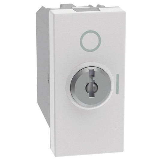 Interruttore a chiave Bticino MatixGO 2P 10AX modulo bianco, estrazione chiave in ON e OFF.