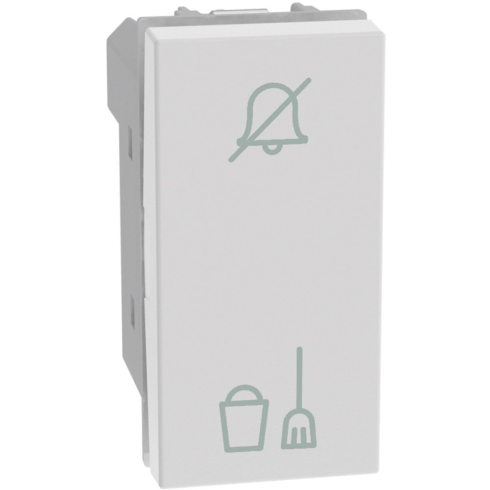 Commutatore Bticino MatixGO bianco con icone silenzio e pulizia per hotel, tasto 1-0-2, 250Vac, 10AX.