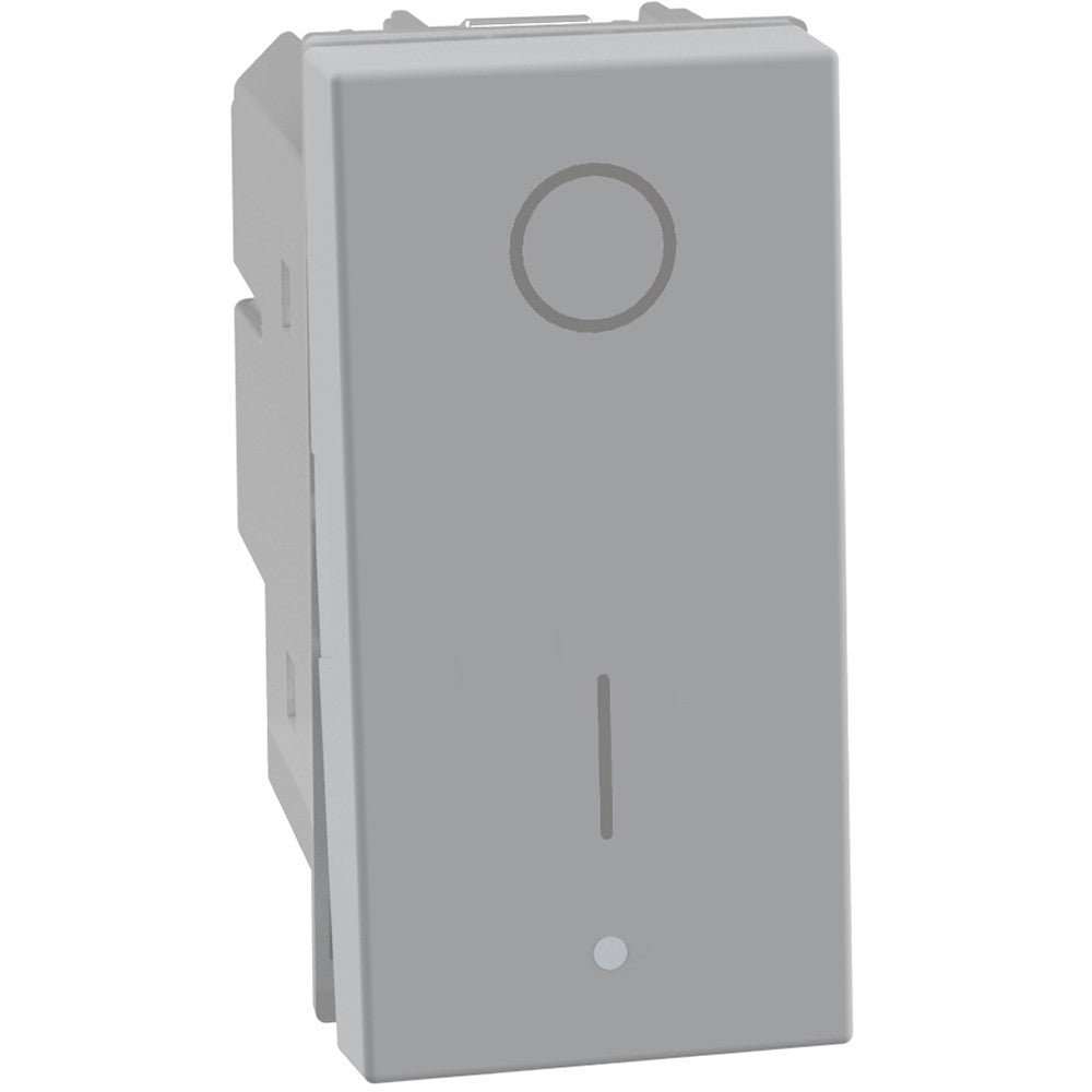 Bticino MatixGO 2P 16A switch in gray, 1-module design for 250Vac electrical systems.