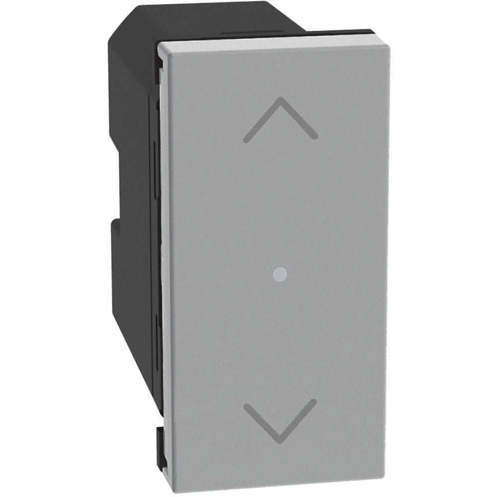 Bticino MatixGO wireless command for roller shutters, gray, 1 module, includes battery and LED indicator.