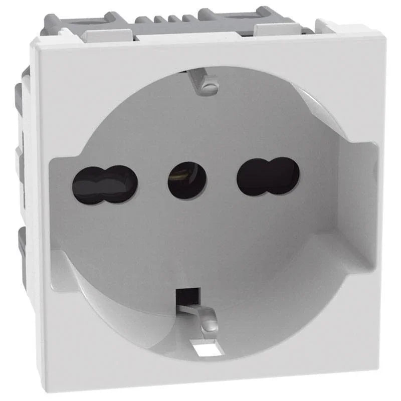Presa Schuko Standard BTicino MATIXGO 2 Moduli JW4140A16, Bianco, 250Vac, 16A, Sicurezza Elevata