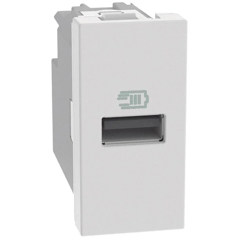 Caricatore USB BTicino MatixGO JW4191A - 15W, Porta Tipo A, Ricarica Veloce e Compatto, Bianco