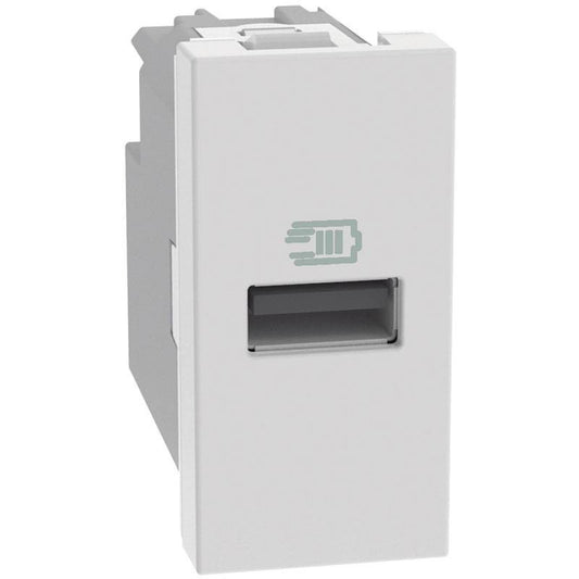 Bticino MatixGO USB charger port in white, designed for electronic devices, 15W power output.