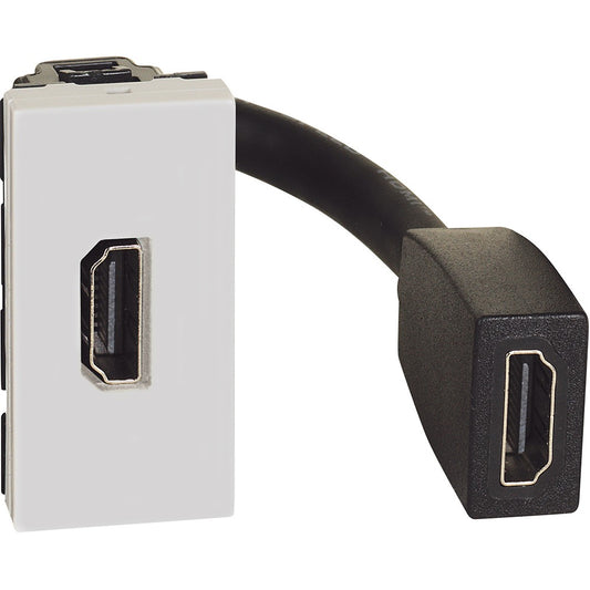 Connettore HDMI 2.0 preconnesso Bticino MatixGO JW4284P - 1 modulo bianco per installazioni elettriche.