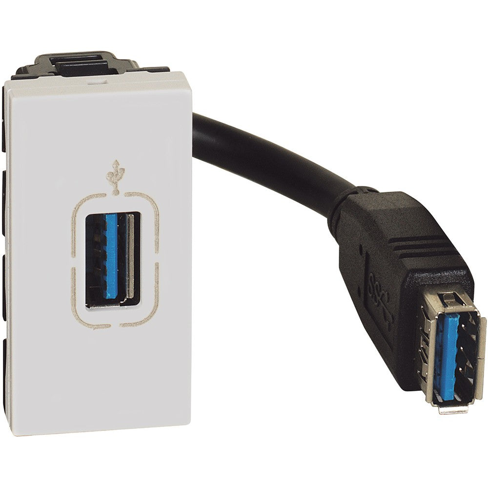 Connettore USB tipo A preconnesso Bticino MatixGO JW4285P, 1 modulo, bianco, per installazioni elettroniche.