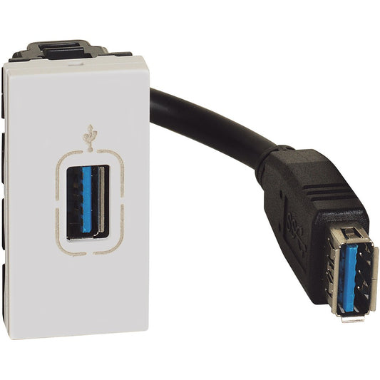 Connettore USB tipo A preconnesso Bticino MatixGO JW4285P, 1 modulo, bianco, per installazioni elettroniche.