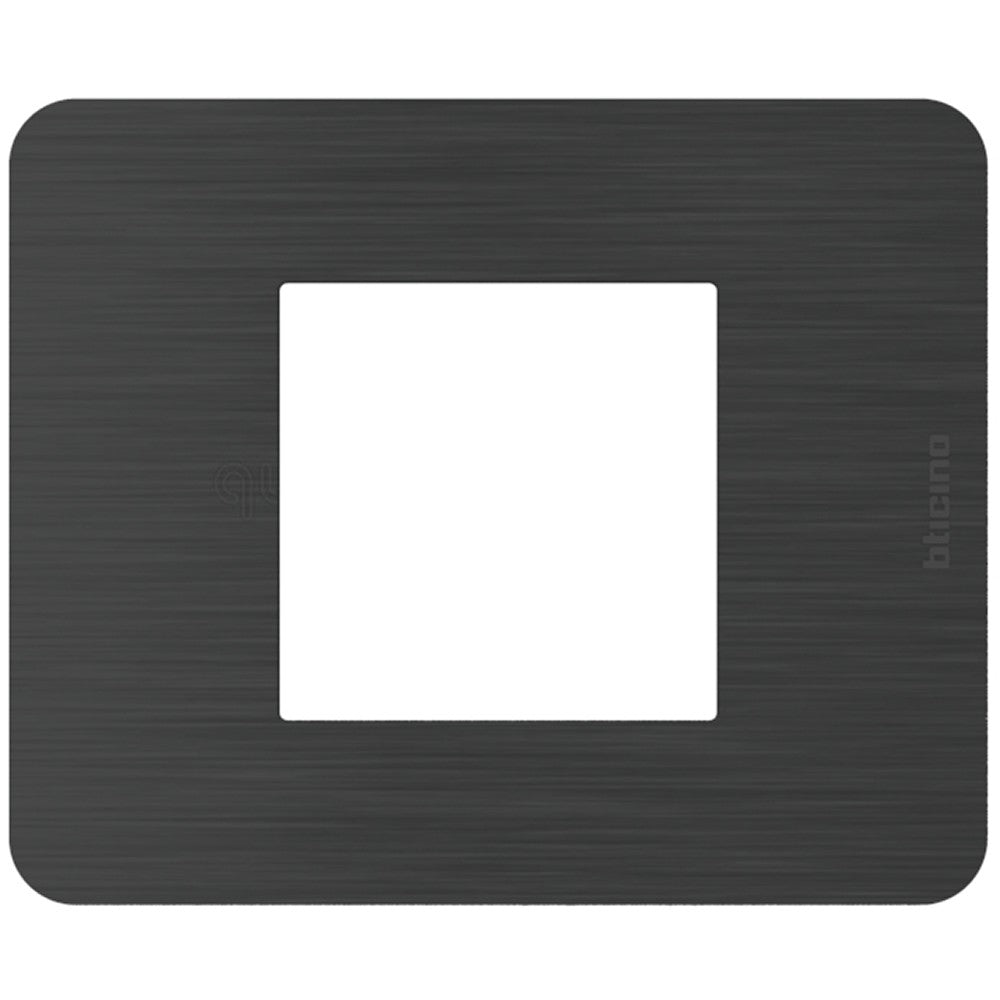 BTicino MatixGO black nickel plate for 2 modules, made of technopolymer, dimensions 84.2x102.2mm