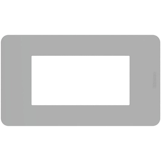 Placca BTicino MatixGO 4 moduli grigio in tecnopolimero, 84.2x147mm, design moderno e funzionale.