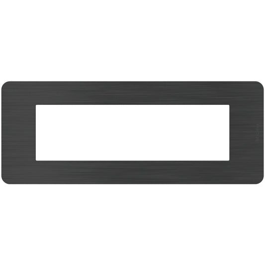 BTicino MatixGO 7 modules black nickel plate, sleek design, high-quality technopolymer, dimensions 84.2 x 214.7 mm.