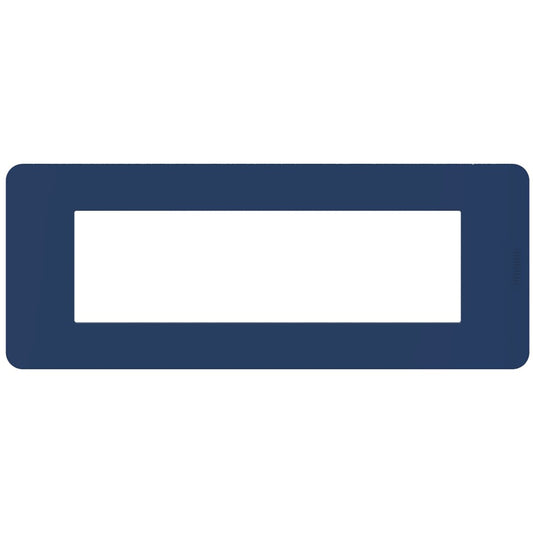 BTicino MatixGO blue 7-moduli plate in technopolymer, dimensions 84.2x214.7mm, part number JA4807TB.