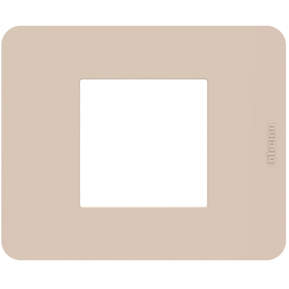 Bticino MatixGO beige switch plate for 3 modules, made of technopolymer, model JA4803TR.