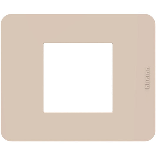 Bticino MatixGO beige switch plate for 3 modules, made of technopolymer, model JA4803TR.