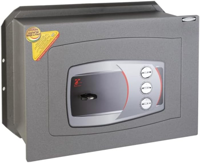 Cassaforte a muro Technomax Technofort Diplo, dimensioni 200x390xH270 mm, con serratura di alta sicurezza.