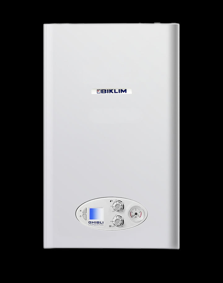 BIKLIM GHIBLI 25KW condensing gas boiler, compact design with user-friendly controls.
