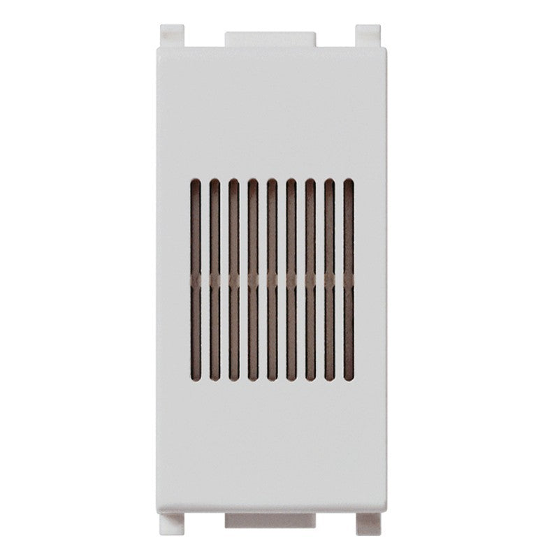 Vimar Plana ronzatore 12V in bronzo bianco, utilizzato per porte, necessita di alimentatore per funzionare.