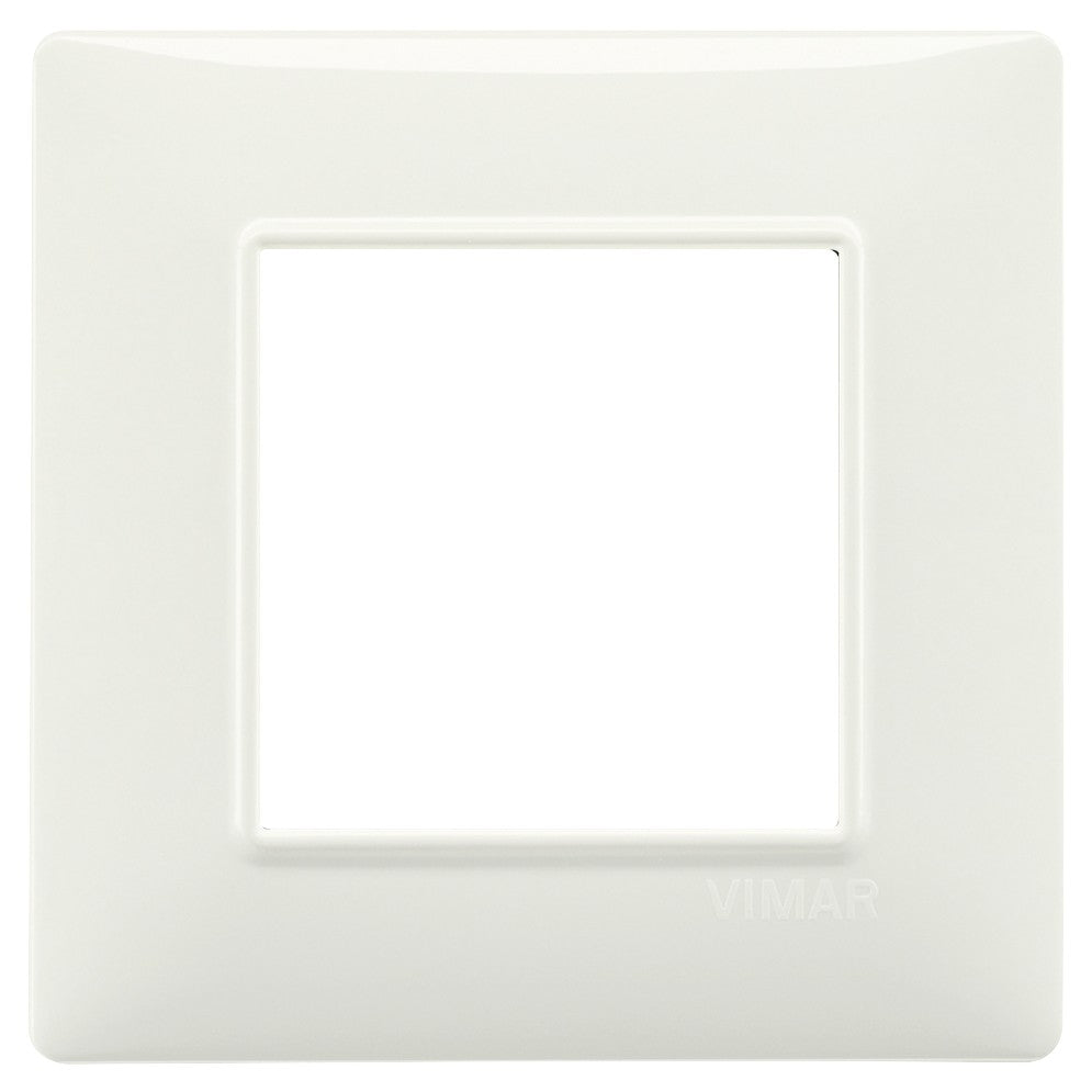 Vimar Plana 2-module switch plate in ivory color, designed for Vimar Plana series, dimensions 80x80 mm.