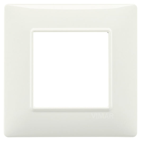 Vimar Plana 2-module switch plate in ivory color, designed for Vimar Plana series, dimensions 80x80 mm.