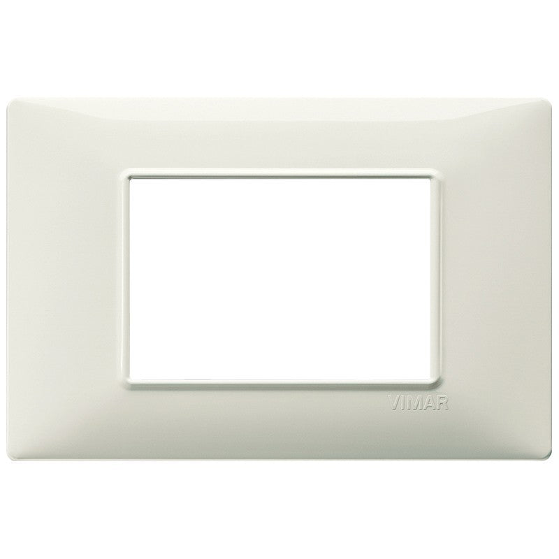 Vimar Plana 3-module plate in ivory color, designed for Vimar Plana series, dimensions 120mm x 81mm.