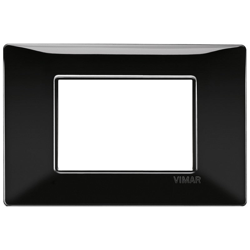 Vimar Plana 3-module black switch plate for electrical installations, designed for Vimar Plana series only.