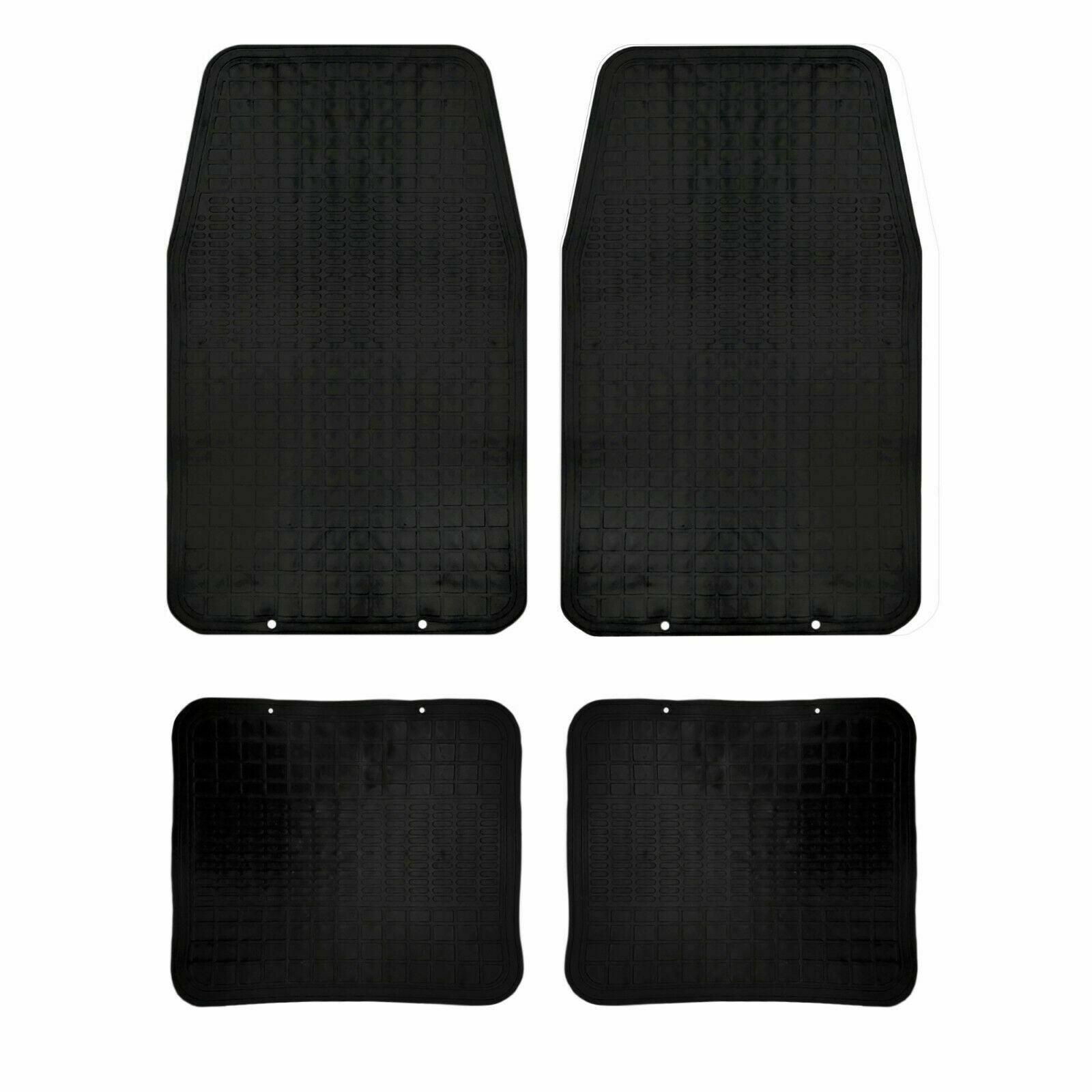 SET 4 TAPPETINI AUTO UNIVERSALI GOMMA TAPPETI RITAGLIABILI ANTISCIVOLO NERO