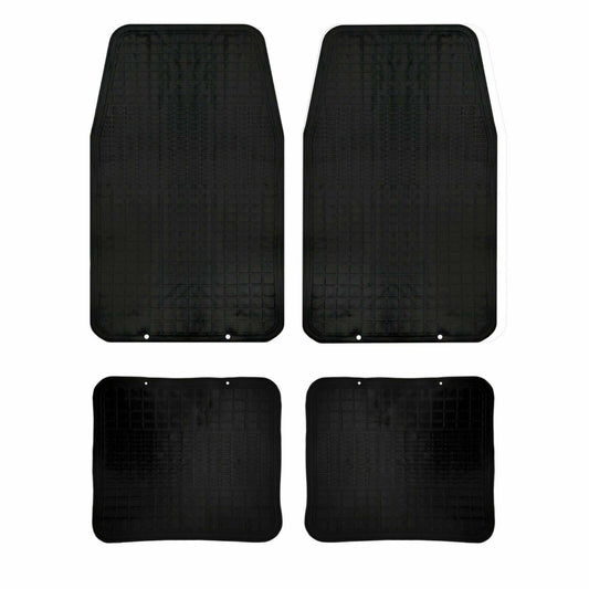 SET 4 TAPPETINI AUTO UNIVERSALI GOMMA TAPPETI RITAGLIABILI ANTISCIVOLO NERO