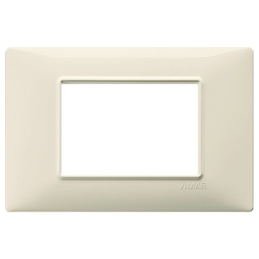 Vimar Plana 3-module wall plate in beige, suitable for Plana series only, dimensions 120mm x 81mm.