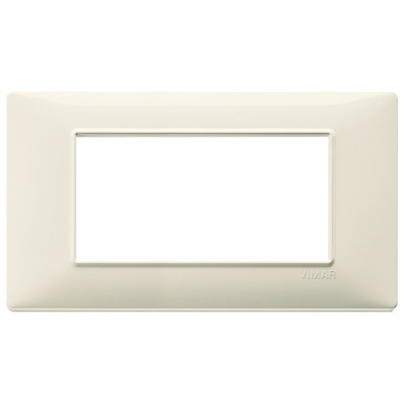 Vimar Plana beige 4-module cover plate, designed for series Plana installation, dimensions 139.5x81 mm.