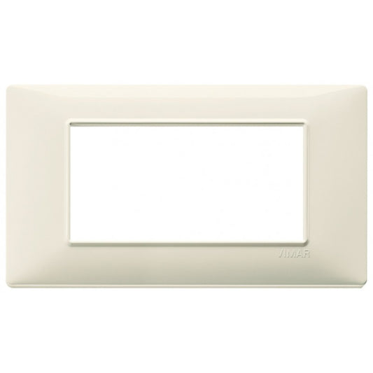 Vimar Plana beige 4-module cover plate, designed for series Plana installation, dimensions 139.5x81 mm.