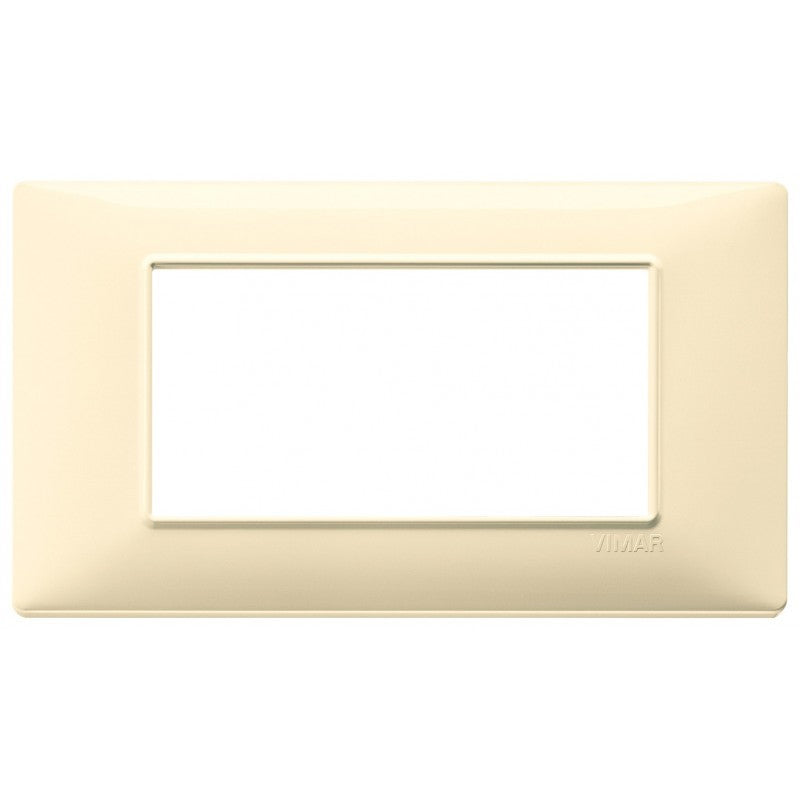 Vimar Plana 4-moduli placca in colore crema, compatibile con supporto 14614, dimensioni 139,5 x 81 mm.