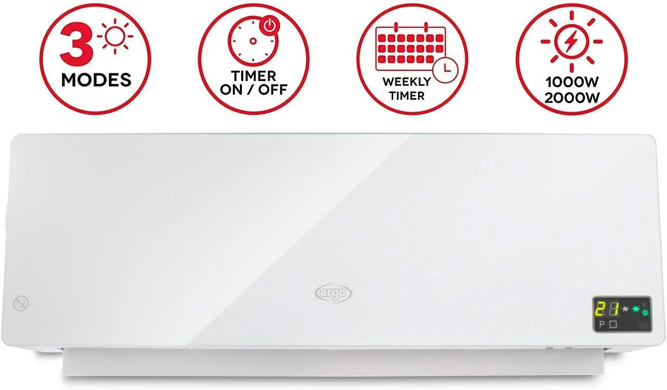 Termoventilatore Ceramico Argo Chic White 191070198 - 1200W-2000W, Silenzioso, Versatile e Ideale per Bagno