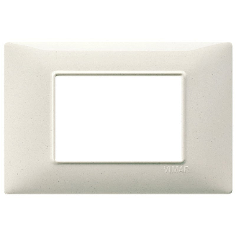 Vimar Plana 3-module switch frame in creamy white, designed for Vimar Plana series installation.